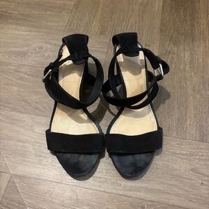 J. Crew Factory Women’s Black Suede Block Heel Sandals Size 6.5